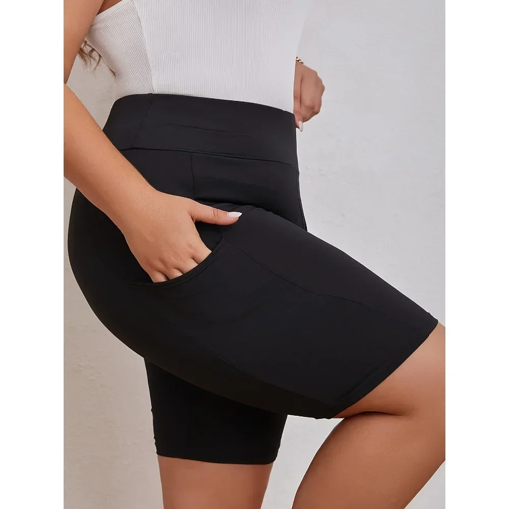 Fashion Women’s Plus Size S-5XL High Waisted Black Pocket Swim Shorts Show Off Your Taste with Minimalist Beauty Best Sellers In Plus Sized Clothing