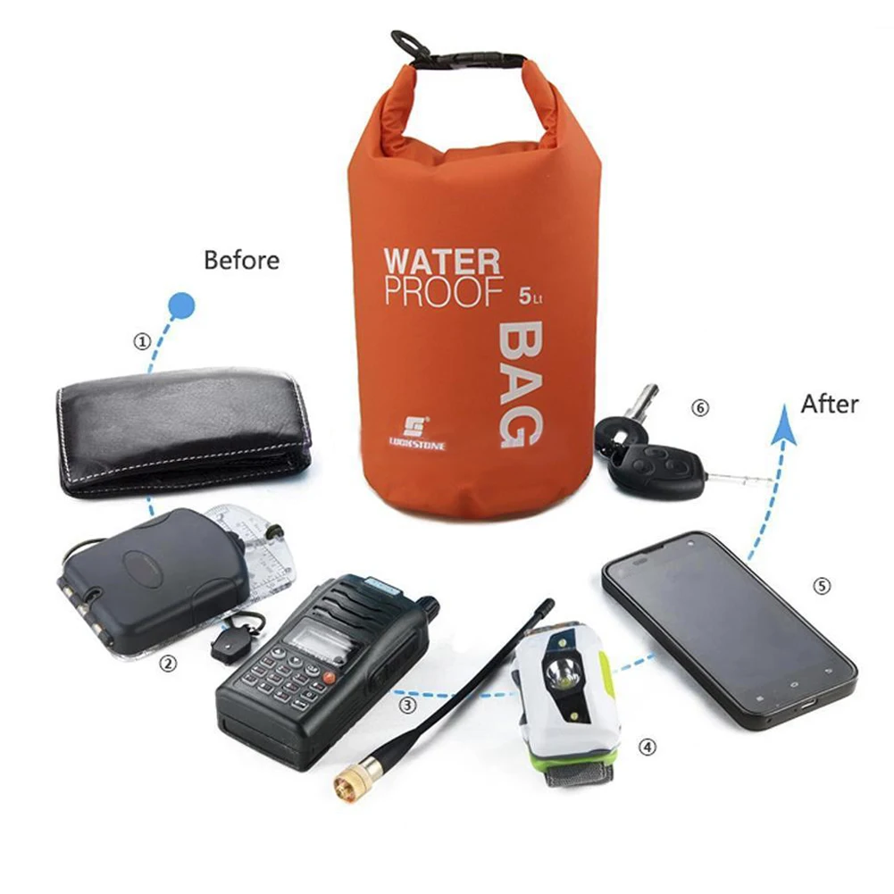 5L Waterproof Dry Bag Phone Pouch Ultralight Floating Boating Kayaking Water Bag Phone Case for Outdoor Swimming Rafting