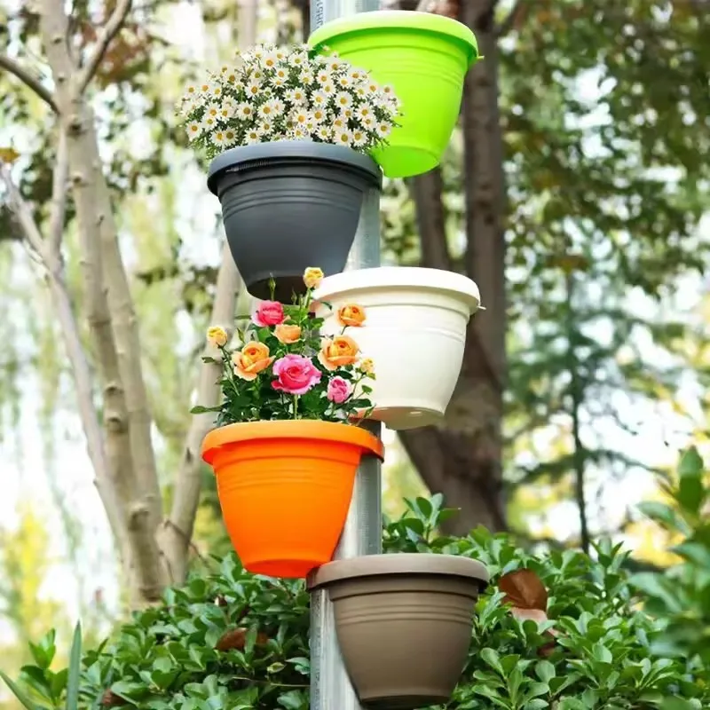 Vaso de flores pendurado cesta criativa armazenamento calha downspout vaso de flores interior &uacute;til corrim&atilde;o pendurado plantador flower pot plant pot