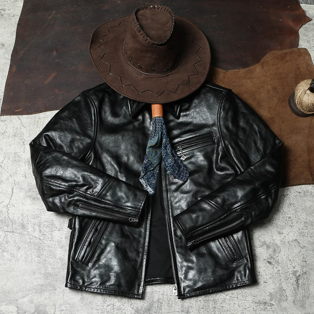 

DSH990 Asian Size Super Top Quality Heavy Genuine Japan Teacore Horse Leather Slim Classic Horsehide Stylish Rider Jacket