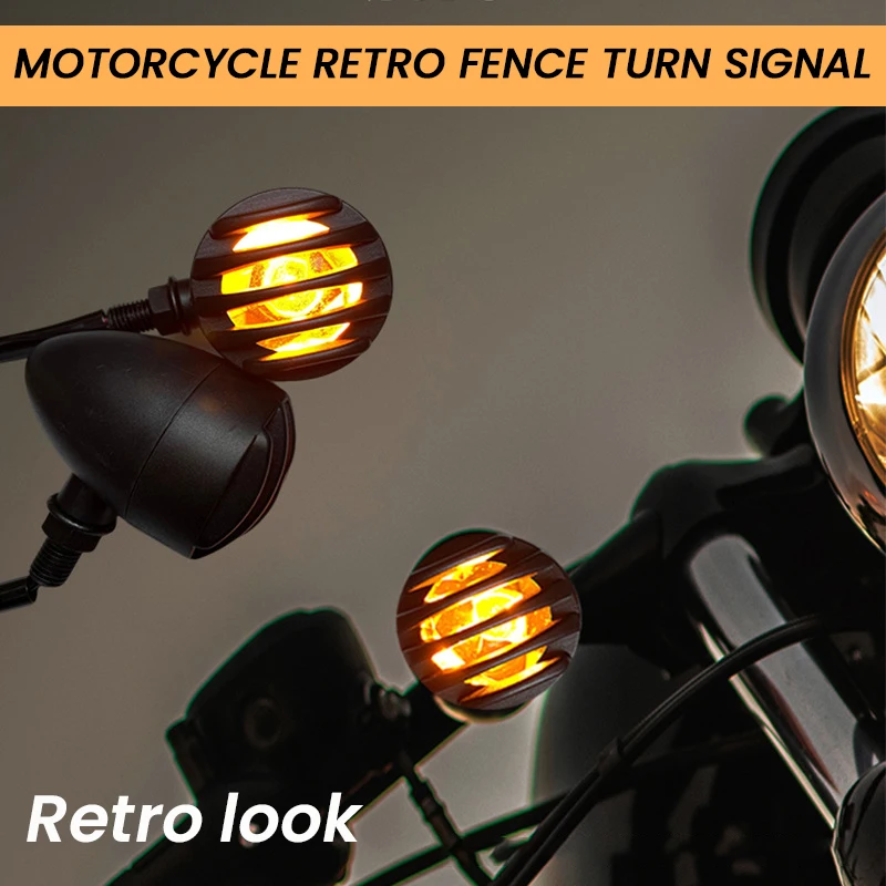 오토바이 방향 지시등 그릴 총알 표시기, 할리 카페 레이서 야마하 스즈키용 앰버 프론트 리어, 12V, 2 개 
