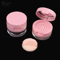 1PC Portable Plastic Powder Box Empty Loose Powder Container With Sieve Mirror Cosmetic Sifter Loose Jar Travel Makeup Container 1