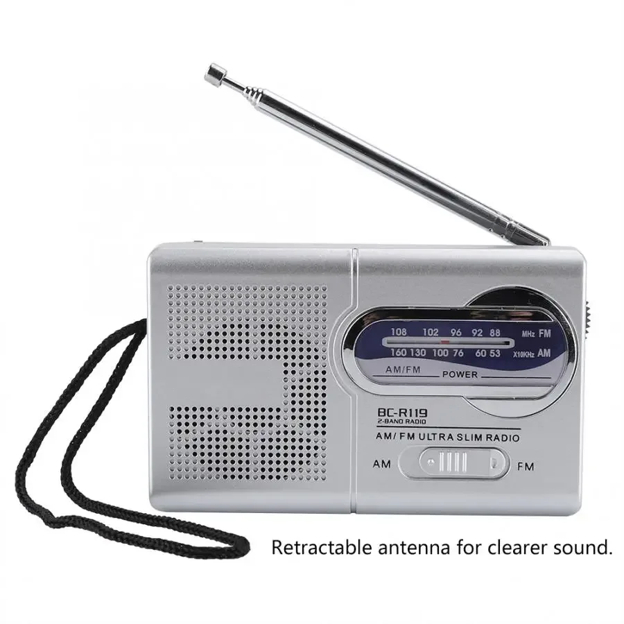 AM/FM Old Fashion Radio Multi-function Mini Pocket AM/FM BC-R119 Radio Speaker Receiver Telescopic Antenna radio receiver