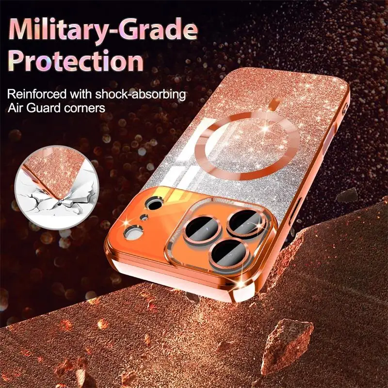 Luxury Glitter Cove Silicone Soft Bumper Magnetic Wireless Case