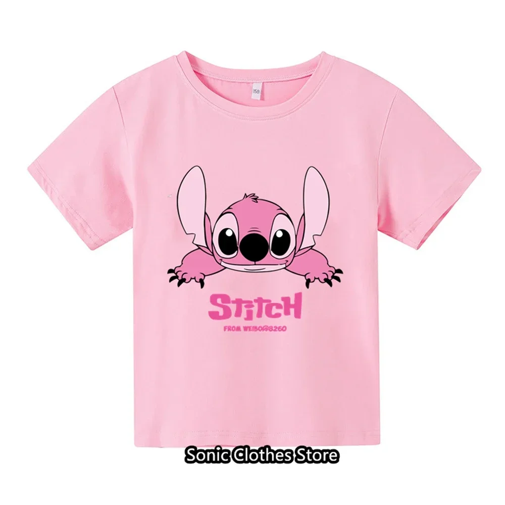 

Summer Boys Girls Stitch T Shirts Cartoon Baby T-shirts Short Sleeves Print Children Clothing Kids Stich Clothes Tees Tops