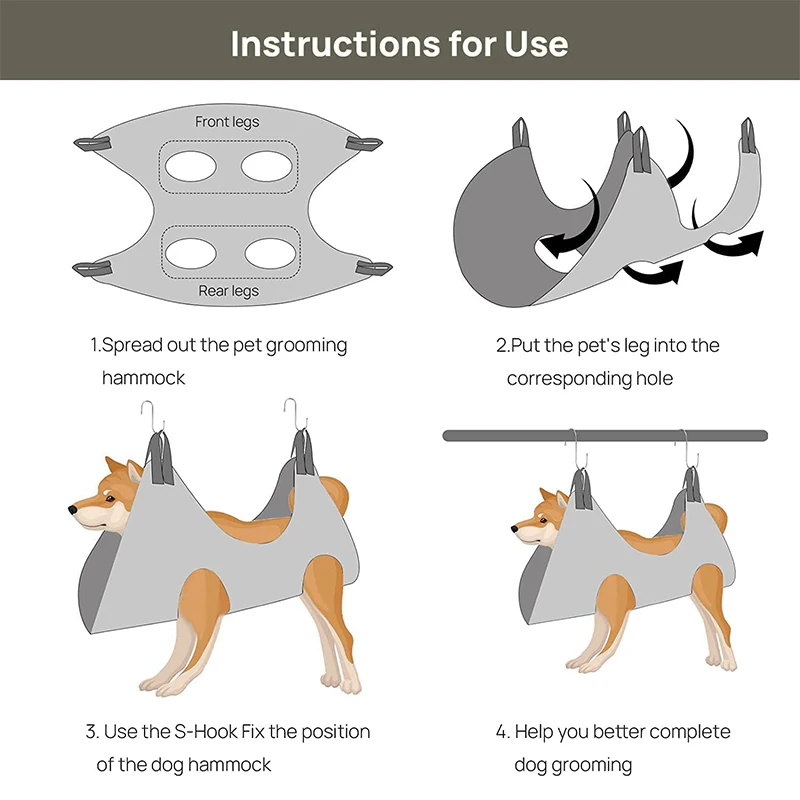 Pet Hammock Repairing Nail Auxiliary Holder Cat Dog Grooming Hammock Restraint Bag with 2 Hooks Cat Grooming Cleaning Holder 4
