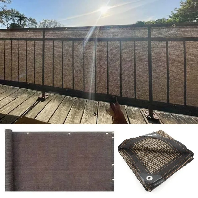 Marrone parasole rete HDPE balcone Privacy schermo recinzione rete Gazebo tenda da sole panno terrazza piscina all'aperto cortile Patio tenda da sole 1