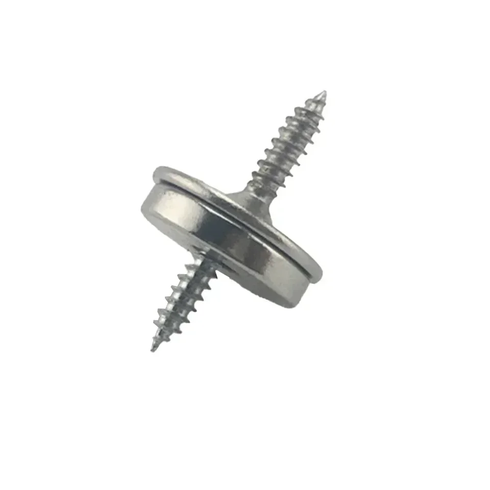 Lot De 2 Loquets Magnétiques Ronds En Acier Nickelé - Diamètre 5/8", Avec Vis, Neuf En Emballage