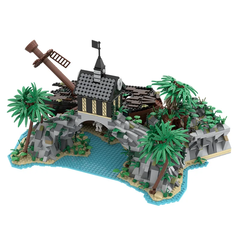 

Новинка, 2775 шт., Пиратская серия MOC в средневековом стиле, модульная модель Доминик, пиратский пляж, креативные идеи «сделай сам», детский подарок, строительные блоки