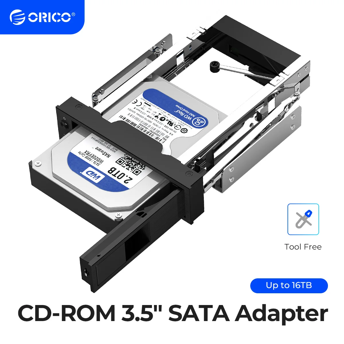 ORICO CD-ROM 3.5 inch Internal SATA Hard Drive SSD Adapter Drive Bay Converter Mounting Bracket Caddy Tray Mobile Rack Tool Free