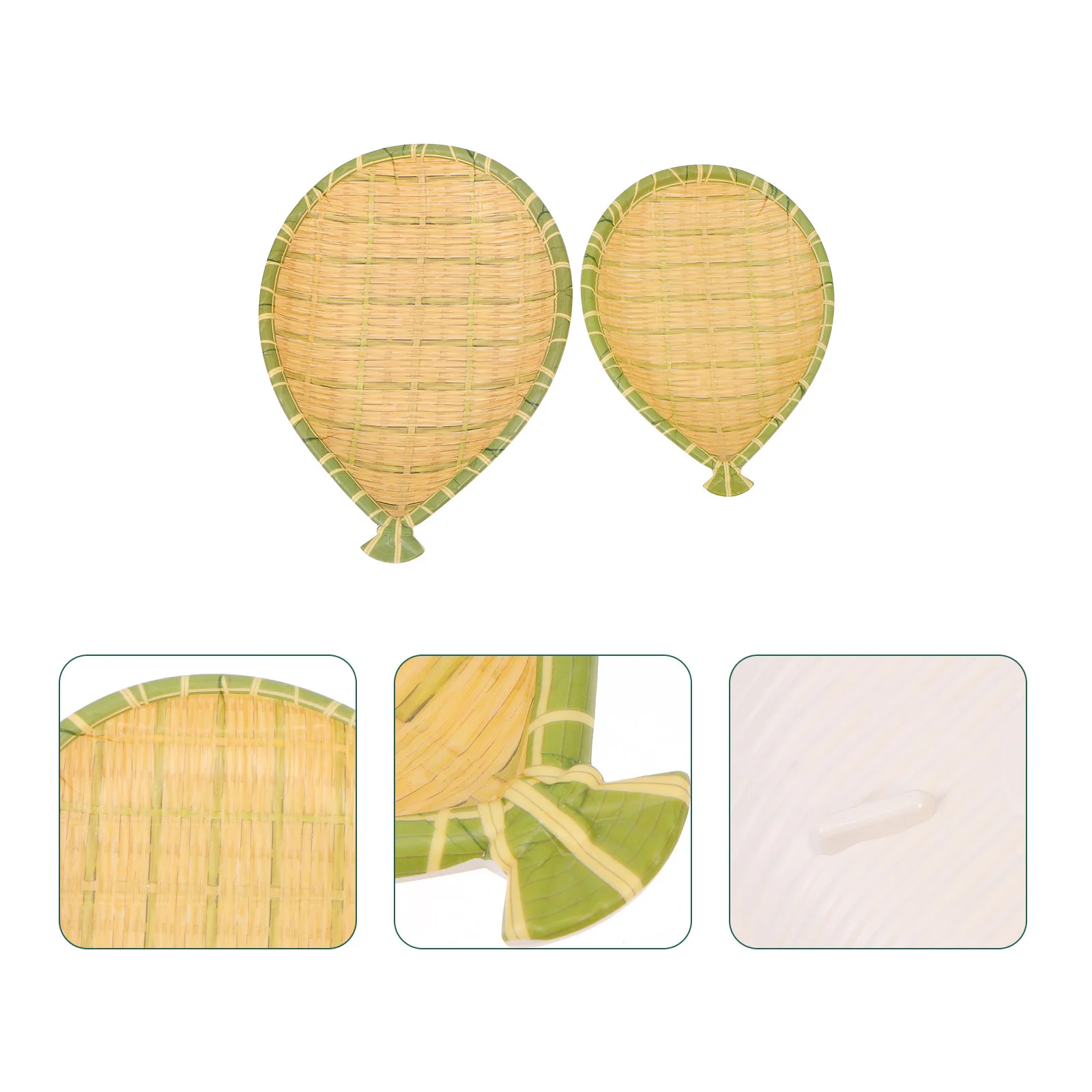 2Pcs Melamine Material Bamboo Style Woven Trays Large Capacity Storage Baskets Home Decor Plates Serving Dishes Kitchen