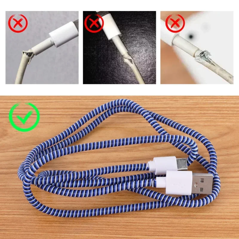 Protecteur De Câble De Chargeur En Spirale De 1.4m, Corde De Protection à Ressort Anti-rupture Pour Câble De Chargement USB, Enrouleur De Canette De Données Pour écouteurs