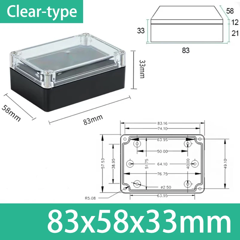 ABS Waterproof Junction Box - Black IP67 Rated Plastic Organizer Enclosure