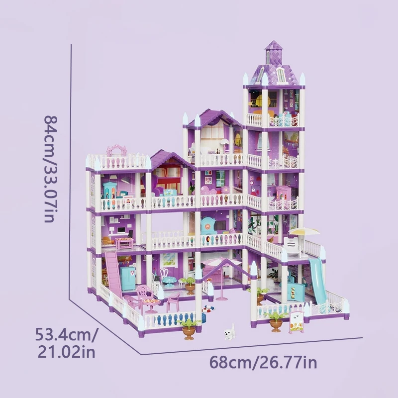DIY Princess Castle Luminous Villa Set Girls Toy Doll House Children Play Model Play House Toys for Kids Girls Christmas Gifts