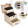 Pine Wood Essential Oil Storage Organizer Three-Tier Design with Drawer and Trays for Essential Oils and Roller Bottles 1