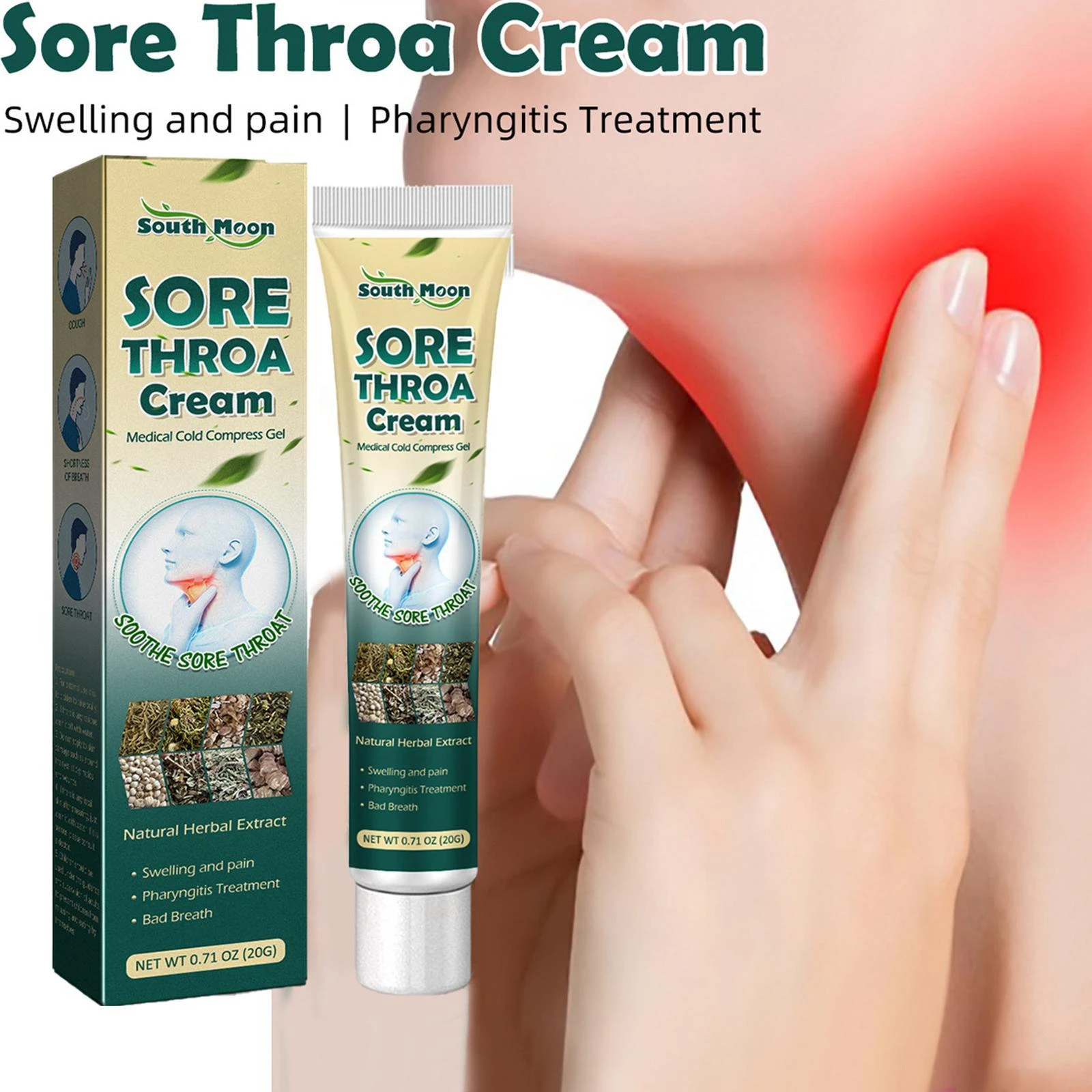 Sore Throat Relief Topical Ointment Herbal Throat Itchy Treatment Cream