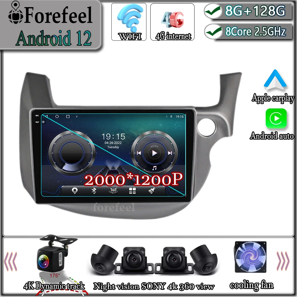 

Android 12 Авторадио Carplay для HONDA FIT JAZZ 2008 - 2013 стерео видео мультимедийный навигатор GPS DSP letторе видео IPS экран