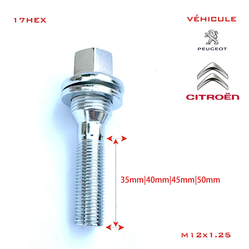 20 Tornillos De Rueda M14x1.5x27mm Con Bola R13 Para Llantas De Acero Y Aluminio, Acero Zincado