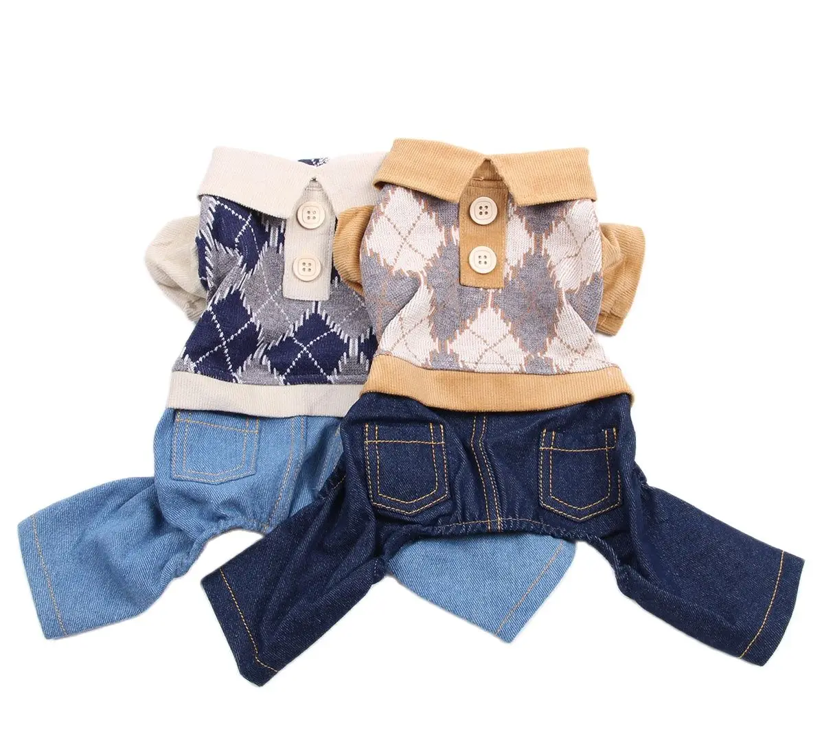 New Dog Cat Jumpsuit Overalls witn Denim Trousers Pet Puppy Suit Jacket Spring/Autumn Clothes | Дом и сад