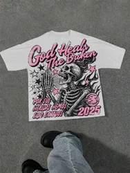 Vintage Oversized Hip Hop Streetwear Graphic T - Shirt - Casual Short Sleeve Summer Fashion Tee - S (10)