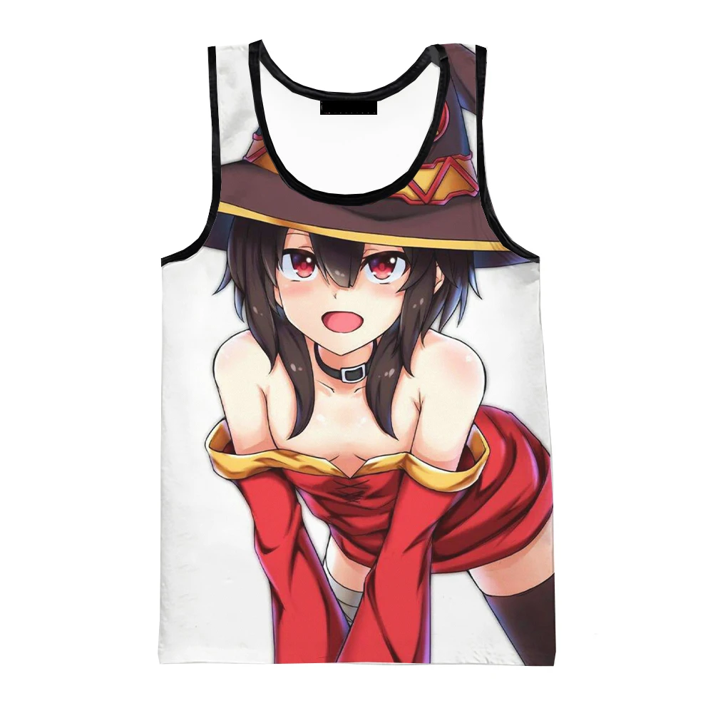 

2023 Anime Konosuba 3D Printed Tank Tops Spring Harajuku Personality Streetwear New Fashion Tops Tees Women Clothing Ropa Hombre
