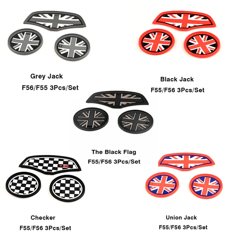 Union Jack Car Cup Cushion Storage Groove Coaster Auto Non-slip Mat Pad For Mini Cooper S JCW Clubman F54 F55 F56 F60 Countryman