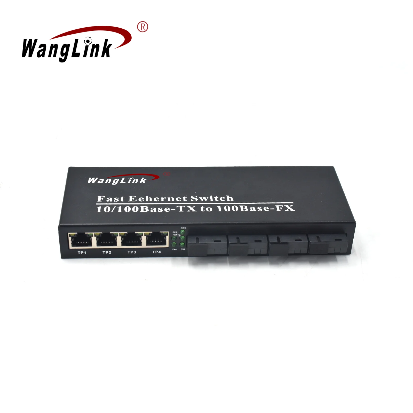 Wanglink 4F4E Ethernet Fiber Switch 4 RJ45 4 SC Optical Media Converter Single Mode fiber Port 10/100M Media Converter wanglink single mode single fiber 10 100mbps 1 sc fiber port with 1 rj45 port sm media converter 20km