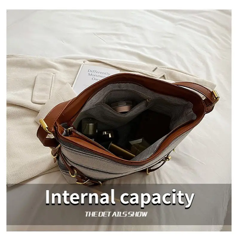 Large Capacity Striped Single Shoulder Underarm Bags For Women 2023 New Fashionable CrossbodyTote Bag For Daily Outing