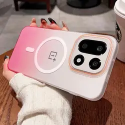 Fashion Gradient Color Frosted Magnetic PC Cover Case for OnePlus Ace 6T (Pink)