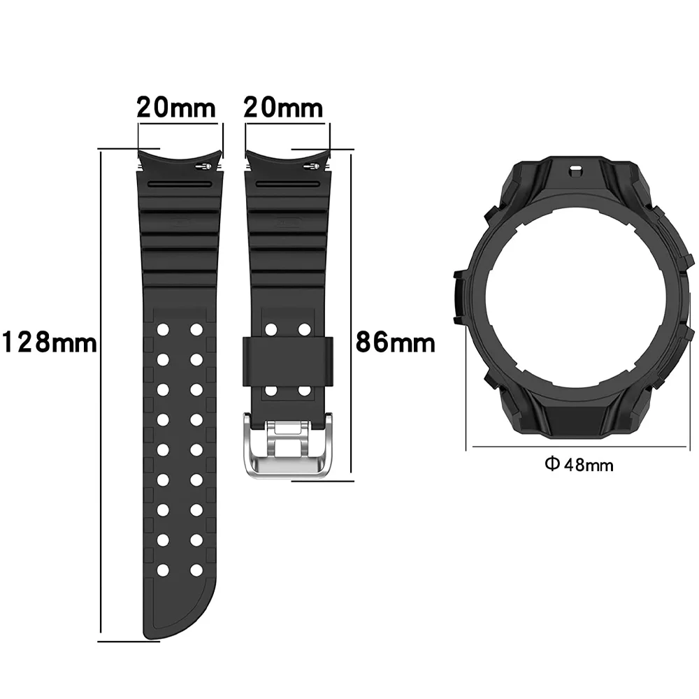 Funda y correa de silicona para Samsung Galaxy Watch 4, 44mm, 40mm, 5 pro, 45mm, sin huecos, 20mm
