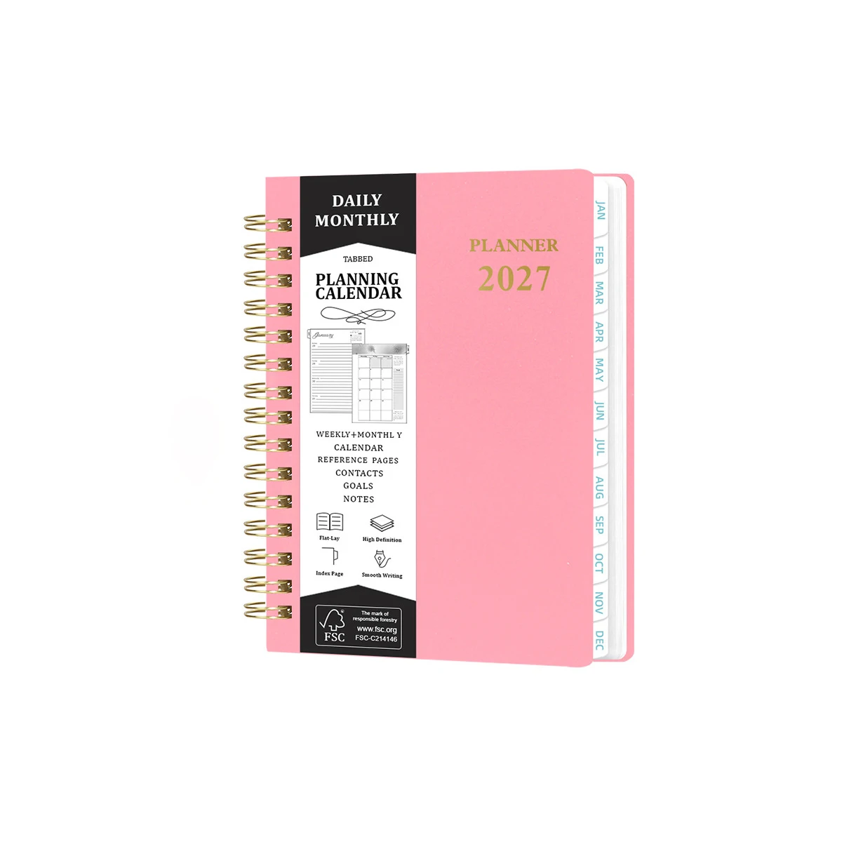 Premium A5 Spiral Planner with Monthly Index Tabs - Weekly & Monthly Organizer Notebook