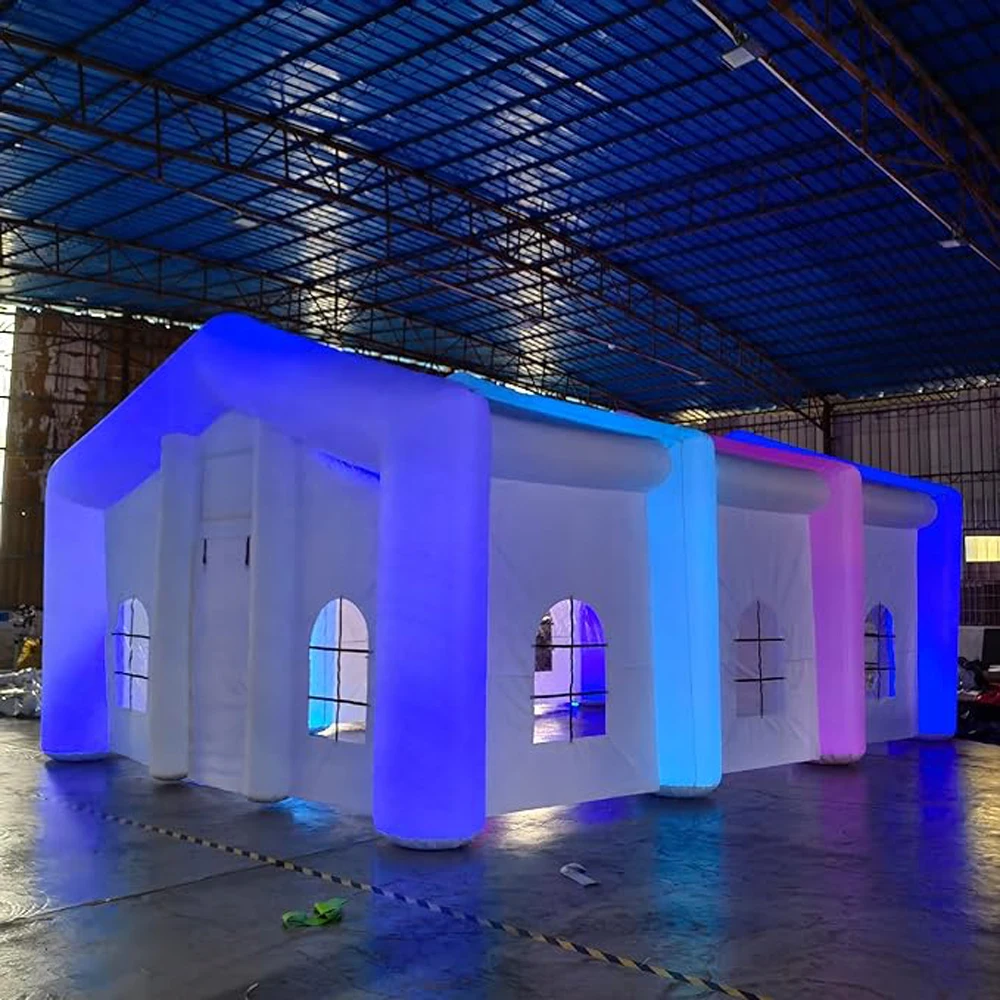 Luxury Outdoor White Inflatable Wedding Tent Large Inflatable Event Tent Square Party Tent House Club With Blower And Led Lights 3