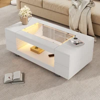 KOMHTOM table basse LED blanche avec contrôle par application Bluetooth-convient pour les fêtes bureau salon lumière d'ambiance moderne 4
