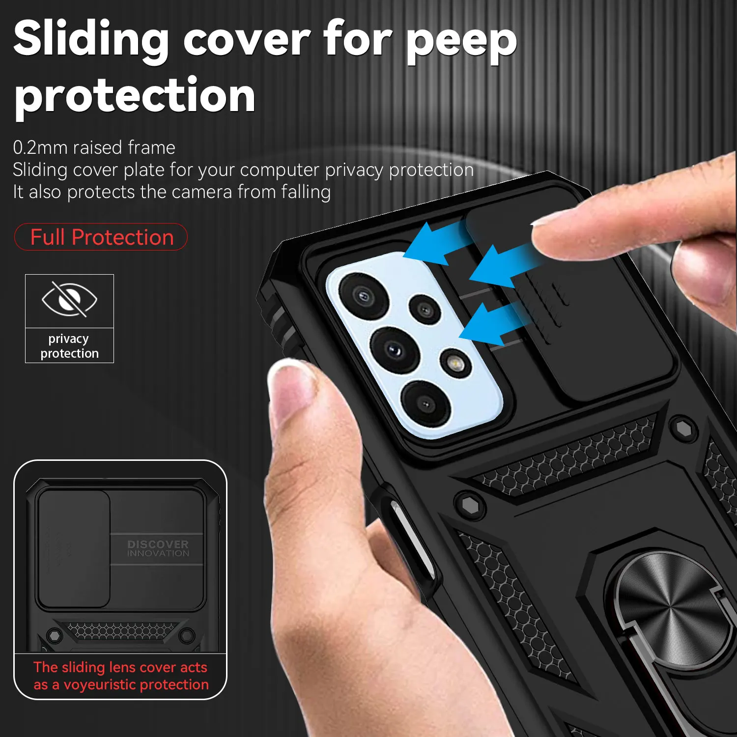 Enhanced Armor Shockproof Phone Case with Slide Window Camera Lens Protection