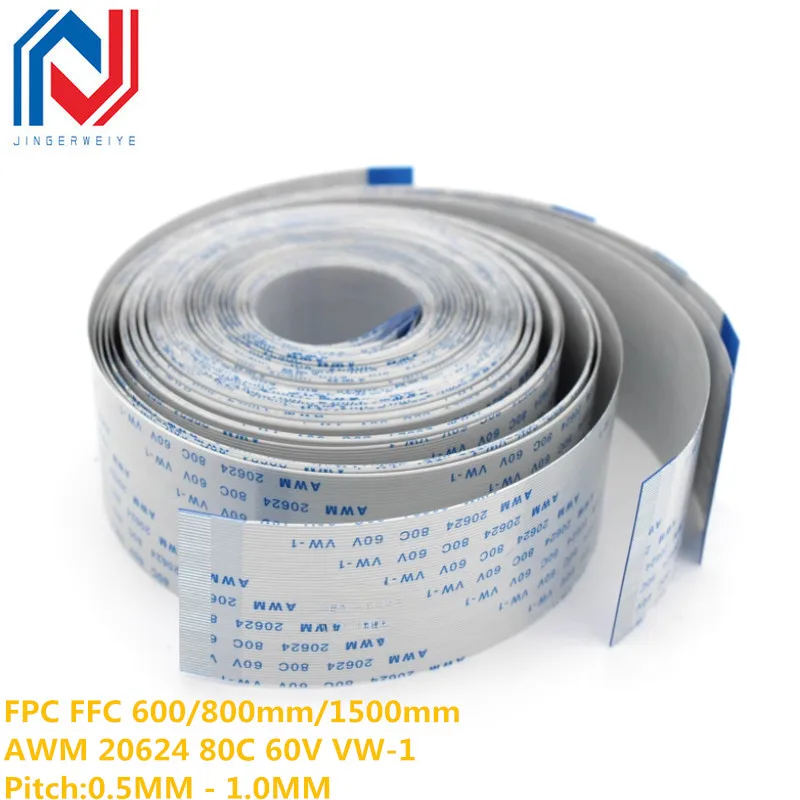 FPC FFC 600/800mm/1500mm AWM 20624 80C 60V VW-1 유연한 플랫 케이블 A/B 유형 리본 와이어 4P/6/8/10/12/14/16/20/26/30/40/50/60Pin