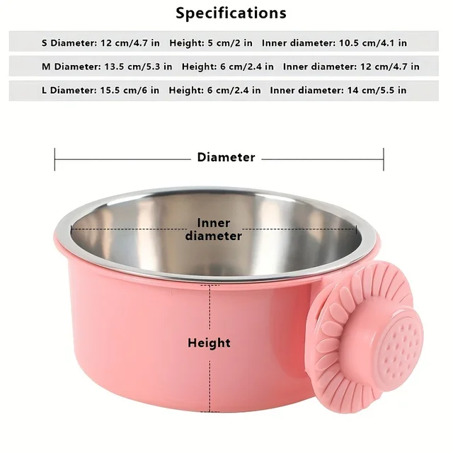 Hanging Dog Bowl Removable Stainless Steel Dog Food Bowl Water Bowl 2 In 1 Liftable Pet Cage Feeder Basin Pet Supplies 6