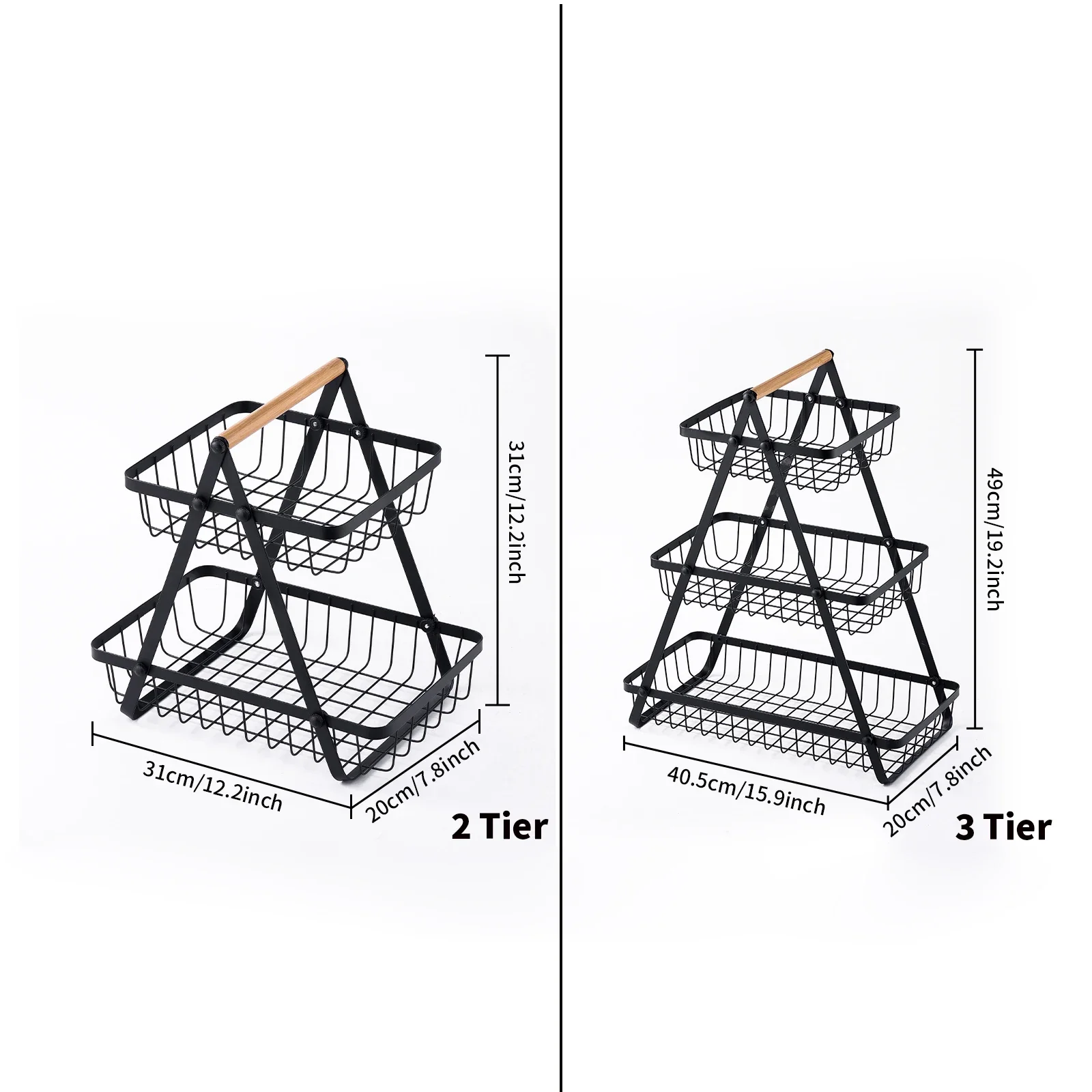 2/3 tier fruit storage basket vegetable basket countertop storage rack Spice snack storage box Suitable for kitchen bathroom 3