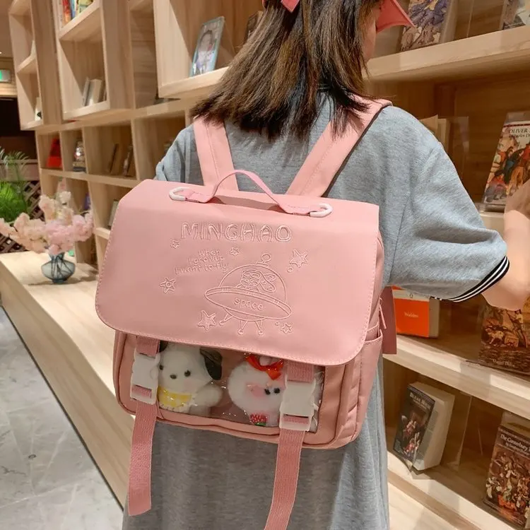 

Kawaii Daypack Cute Pink Student Mochila Dots Multi-pocket Nylon Fashion College For Teen Girls Outdoor Girl Backpack 2023