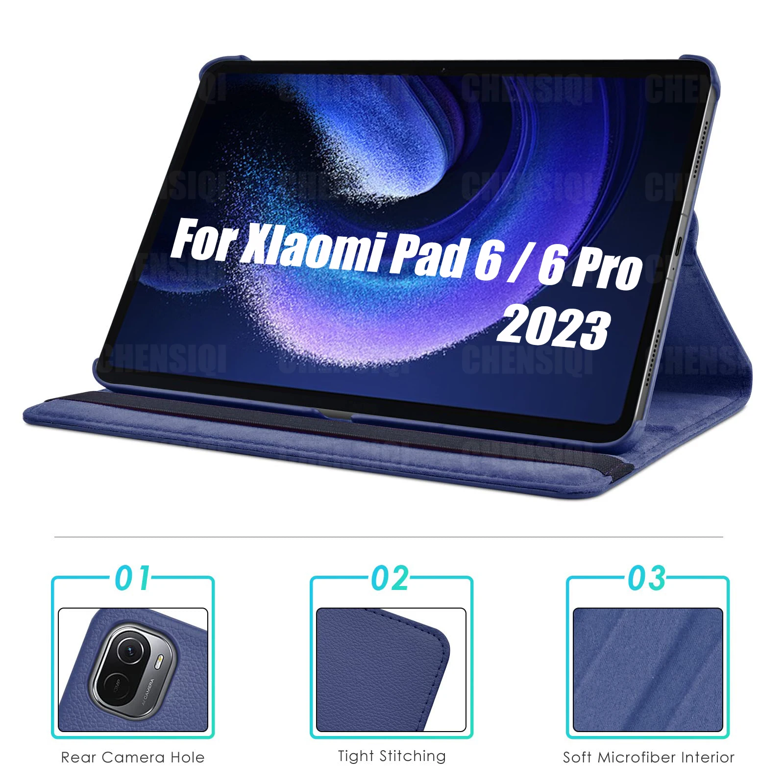 Estojo Protetor de Couro com Função Dormir e Acordar Estande Giratório 360 para Xiaomi Pad Pro 11 Tablet 2023 - Imagem 2