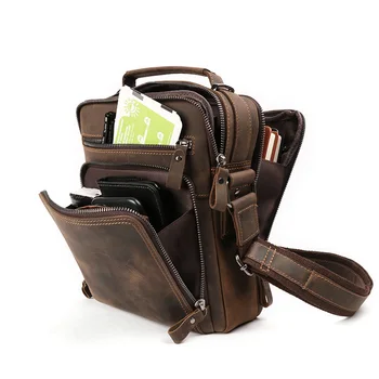 정품 가죽 남자 숄더 백 남편 남자 크레이지 호스 진짜 가죽 메신저 크로스 바디 백, 사이드 남성 크로스 바디 백 2023