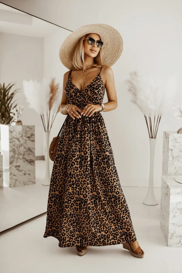 

Women's Clothing New Fashion Beautiful Casual Comfortable All-match Simple Commuting Leopard Print Sling dress