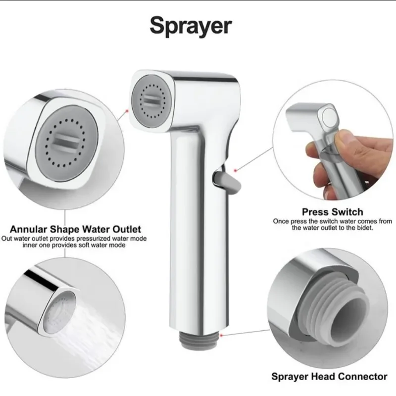Toilet Bidet Douche Sprayer Stainless Steel Hygienic Shower Head Handheld Water Pressure Control Self Cleaning Accessories 5
