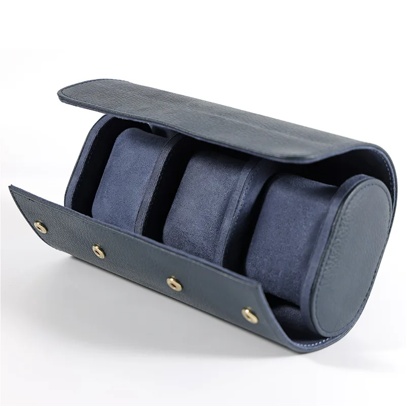 Fashion Casual Multi-Color Leather Watch Box with 3 Slots - Portable Dustproof Travel Storage