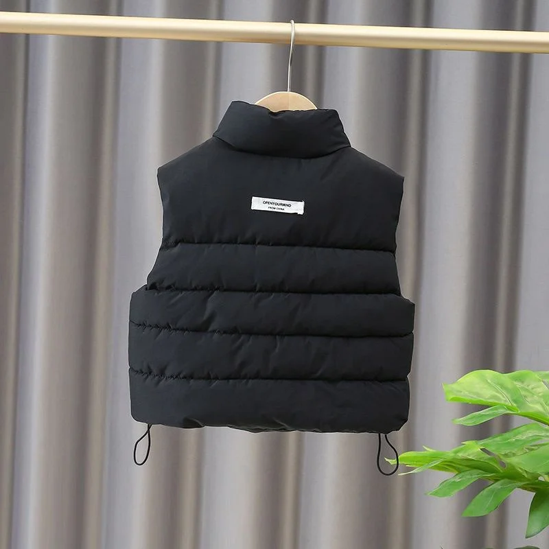 Autumn Winter Boys Girls Sleeveless Hooded Vest Jacket Cartoon Print Coat Kids Warm Vest Outwear Clothes