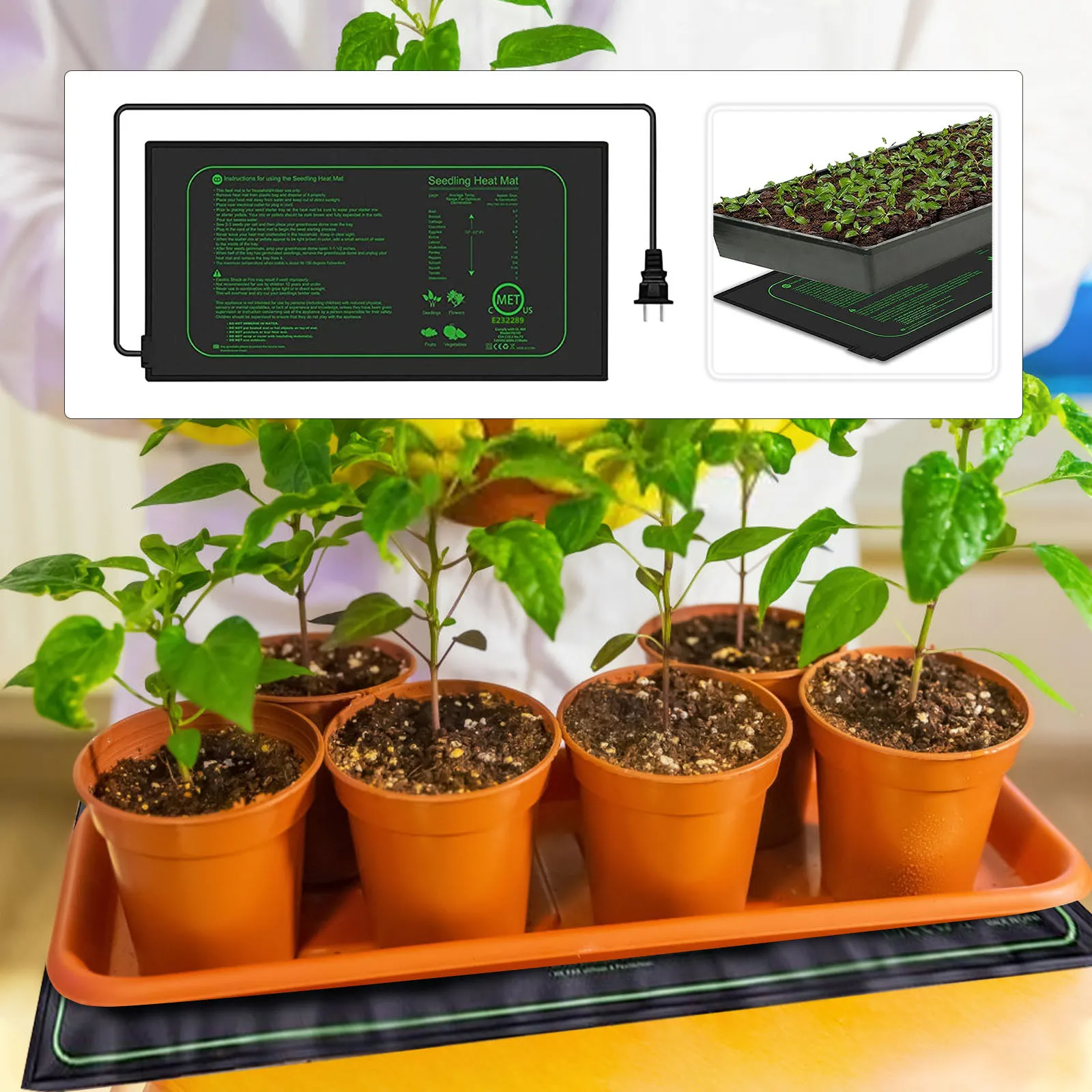 Seedling Heat Mat For Seed Starting 10 Inch X 20.75 Inch Waterproof Heating Pad For Indoor Plants Germination seedling heat mat