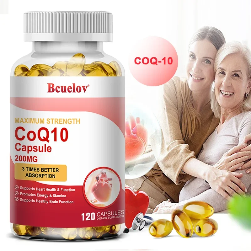 Supports Heart Health, Brain Function and Energy Production- Maximum Strength 3X Absorption Coenzyme Q10 200 Mg Softgels