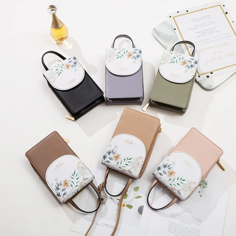 Touch screen mobile phone bag women's One Shoulder Messenger fashion small square bag small fresh handbag large capacity