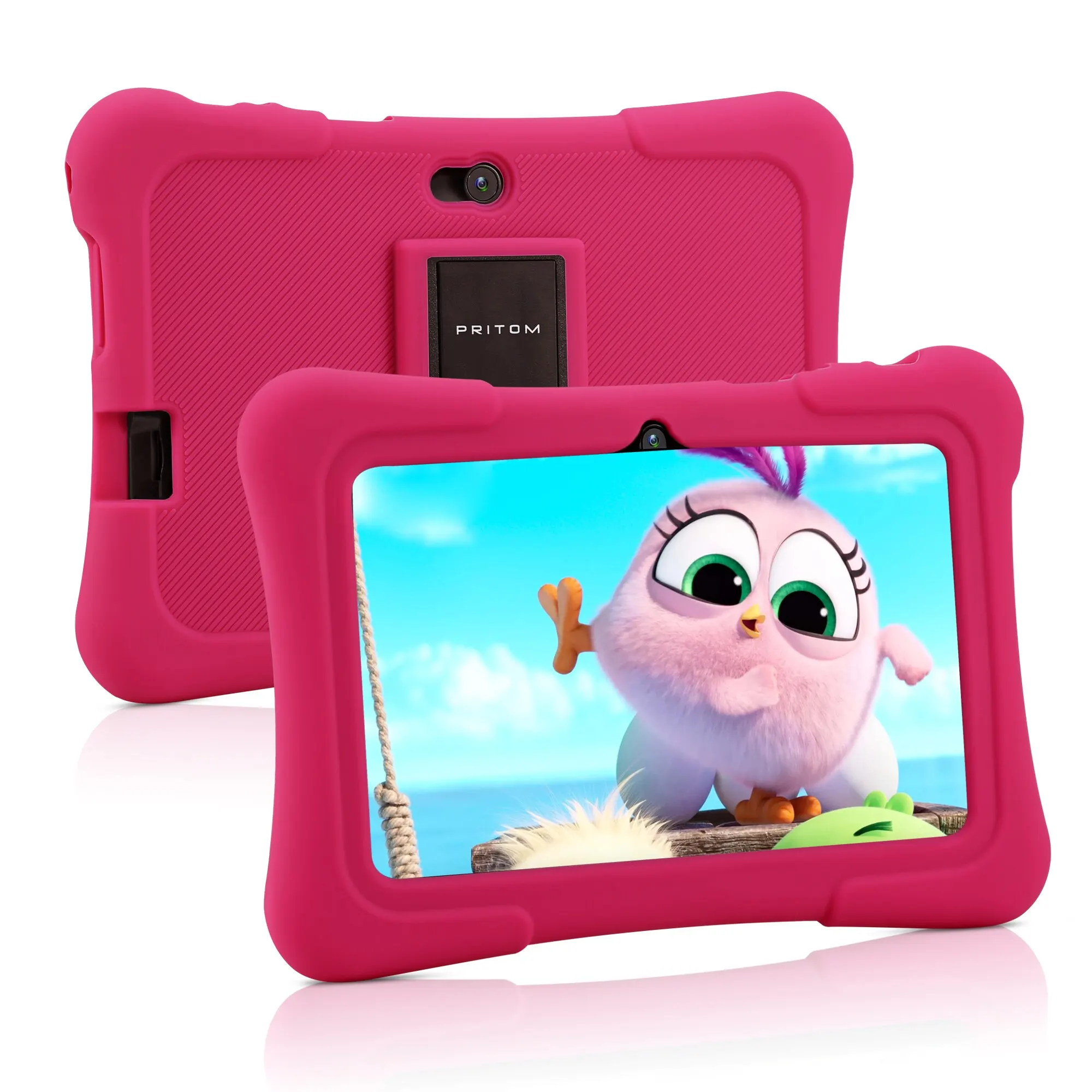 PRITOM 어린이 태블릿, 쿼드 코어, 안드로이드 10, 32GB 와이파이, 블루투스 교육 소프트웨어 설치, 7 인치 