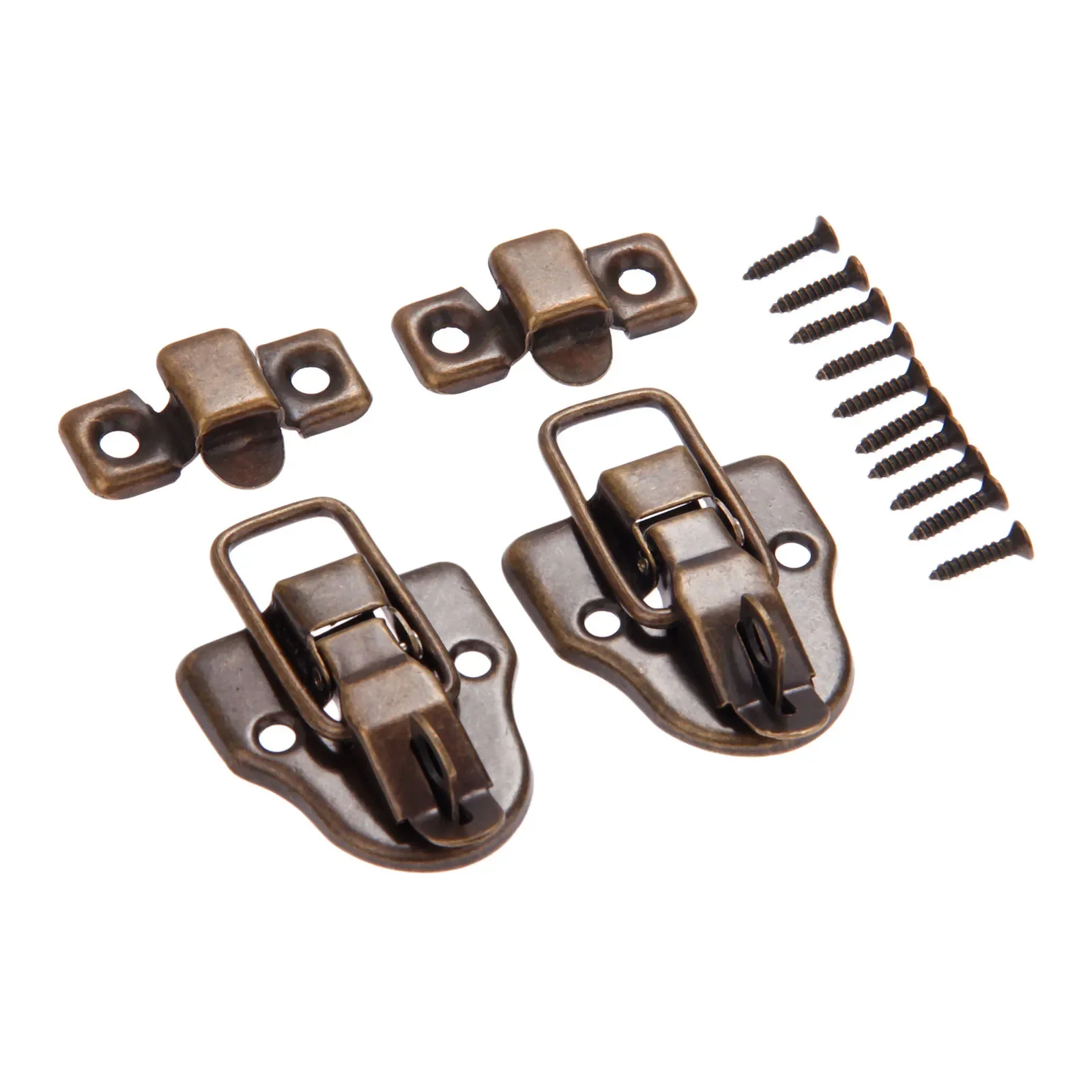 2Pcs Retro Style Box Toggle Latch Iron Hasp Catch with Padlock Hole for Wooden Case Jewelry Box Suitcase Chest Toolbox Cabinet