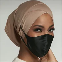 Modal Forehead Cross Muslim Inner Hijab for Women Turban Bonnet Hat with Ear Hole Stretchy Headwrap Islamic Clothing Accessories